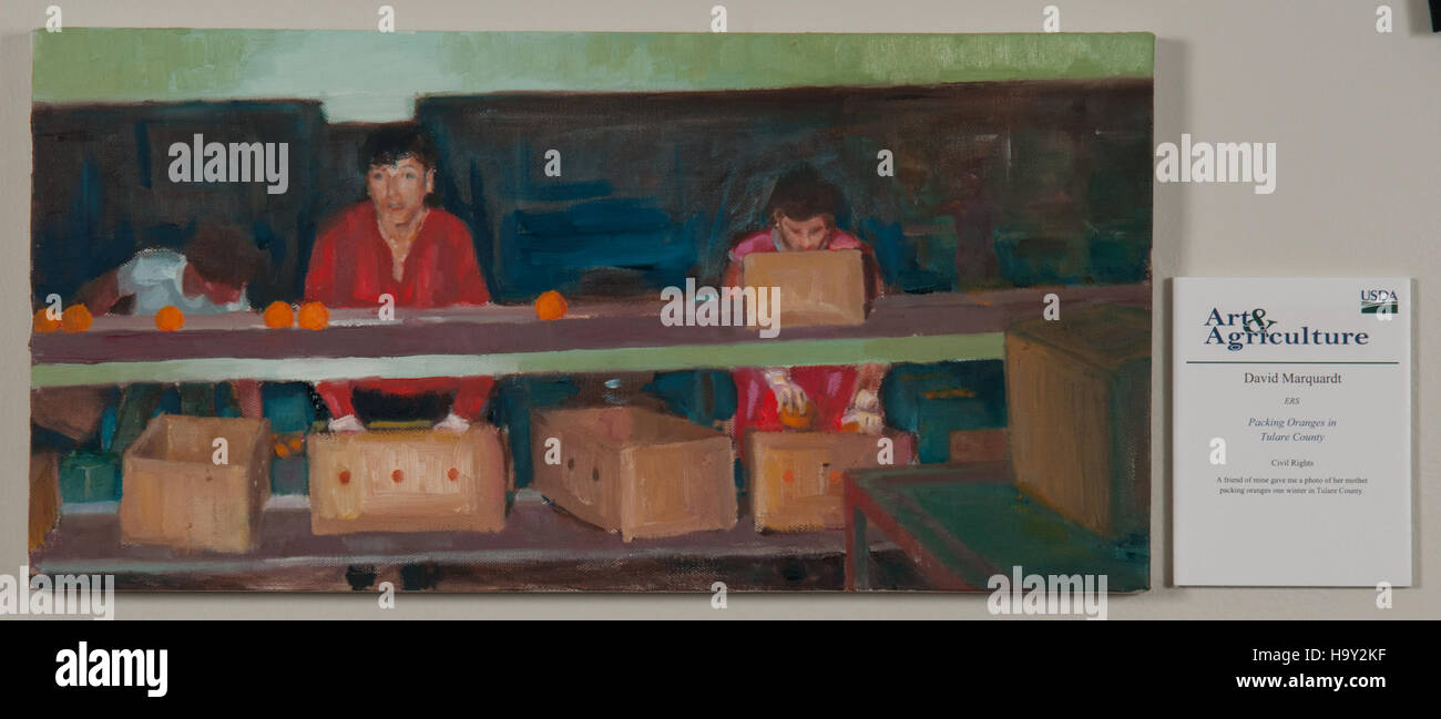 Un événement de l’USDA à Washington, DC, avec une exposition d’art agricole et la participation du secrétaire Vilsack. Banque D'Images