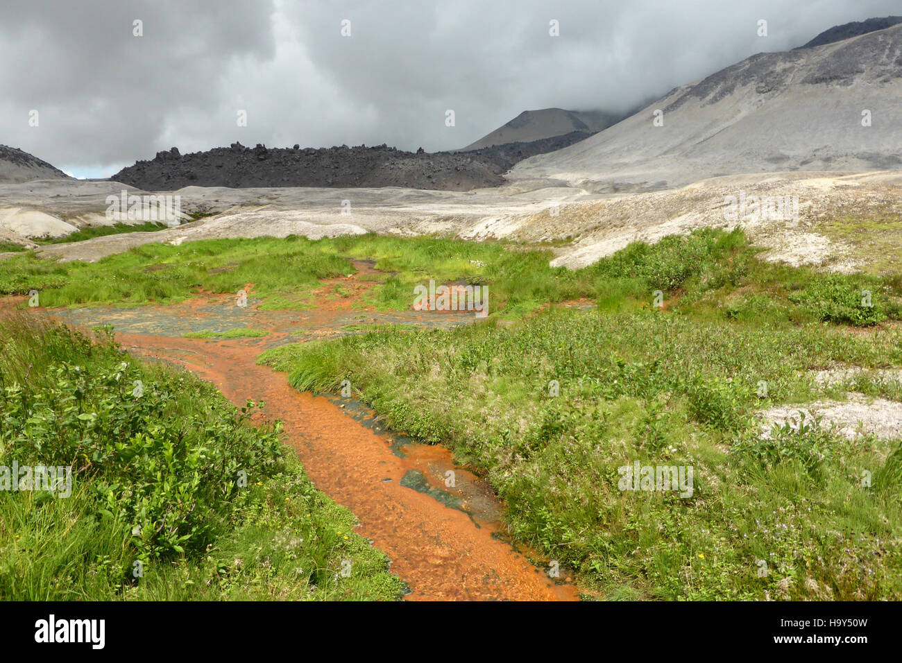 Katmainps 13543243524 sources chaudes à la base de la coulée de lave de plus au nord-ouest de Trident 3 08182013 Banque D'Images