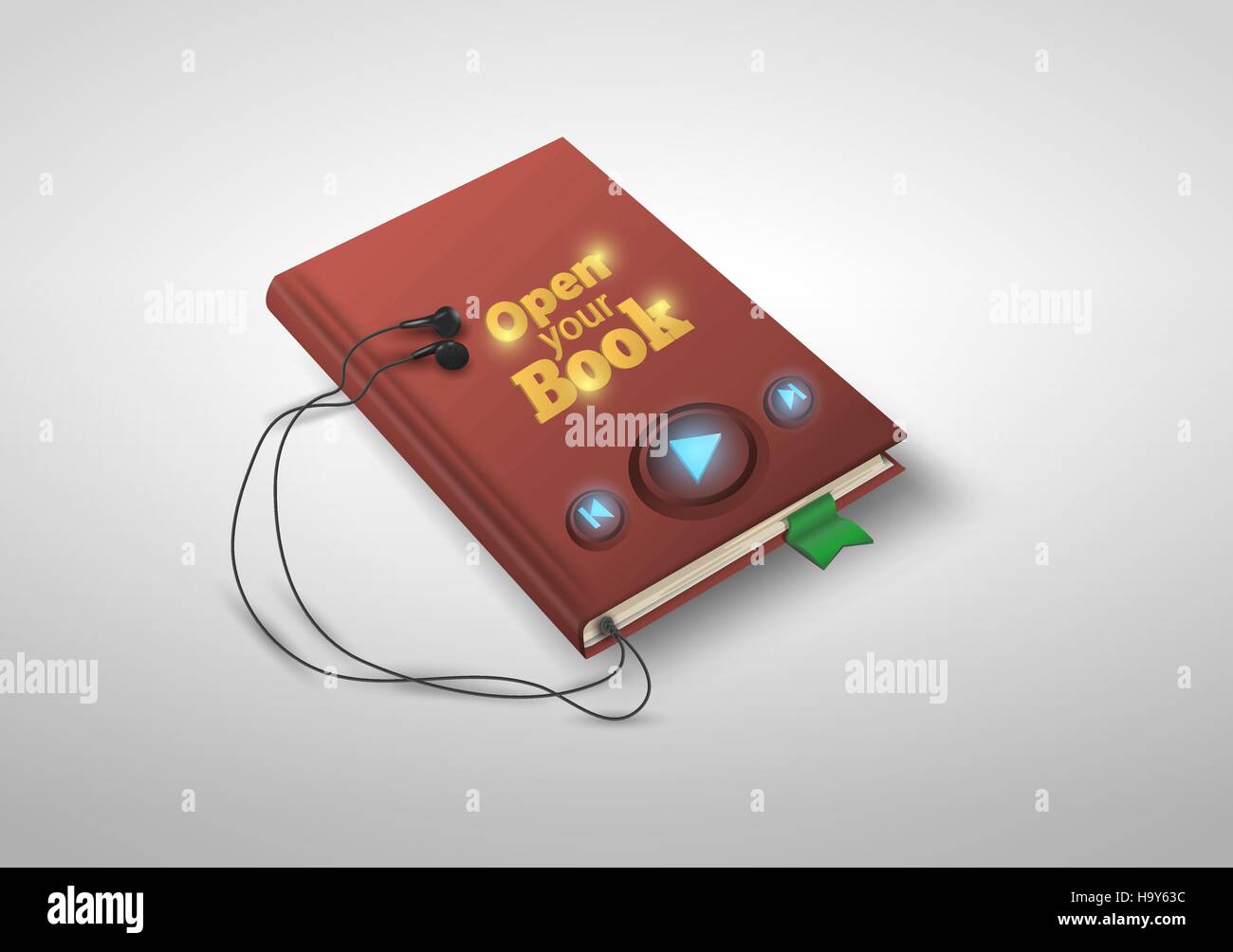 Concept de livre audio avec casque, vector illustration Illustration de Vecteur