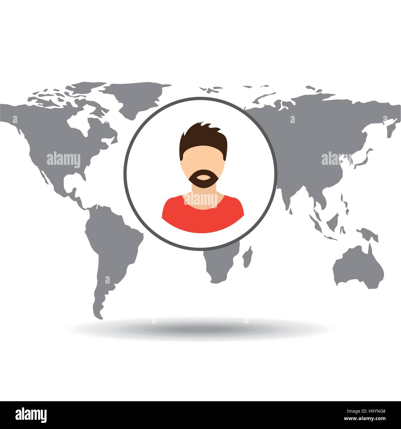 Homme hipster carte du monde des médias sociaux illustration vecteur eps 10 Illustration de Vecteur