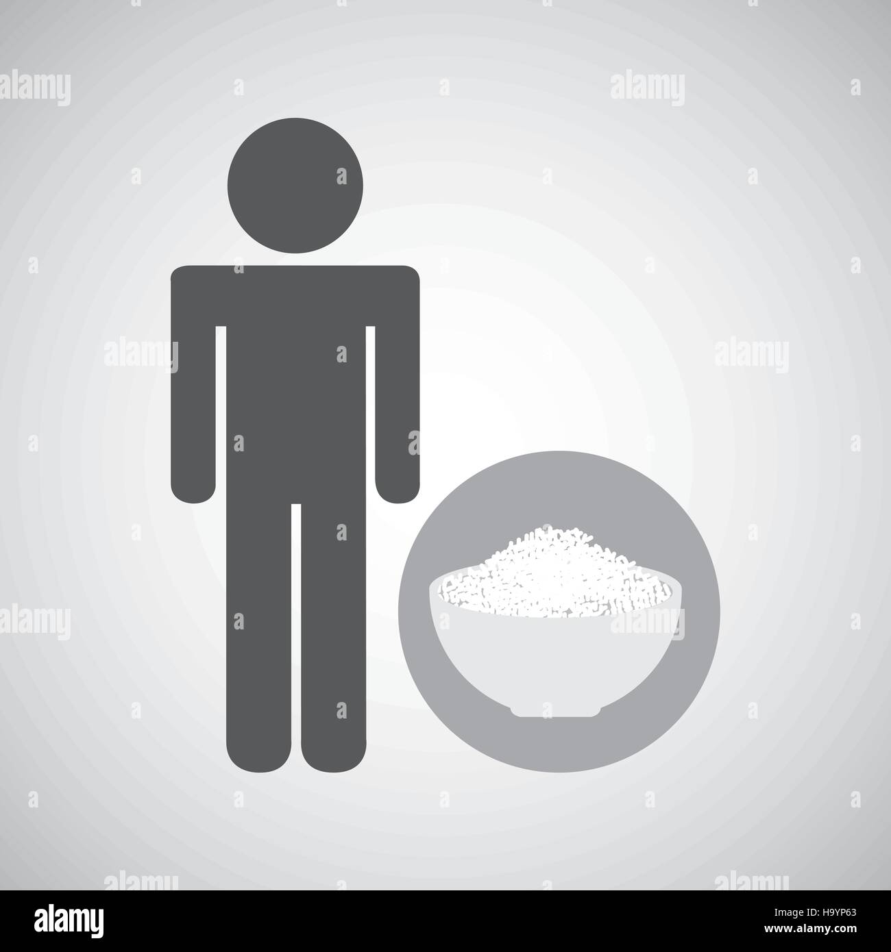 Dans un bol de riz homme silhouette saine nutrition illustration vecteur eps 10 Illustration de Vecteur