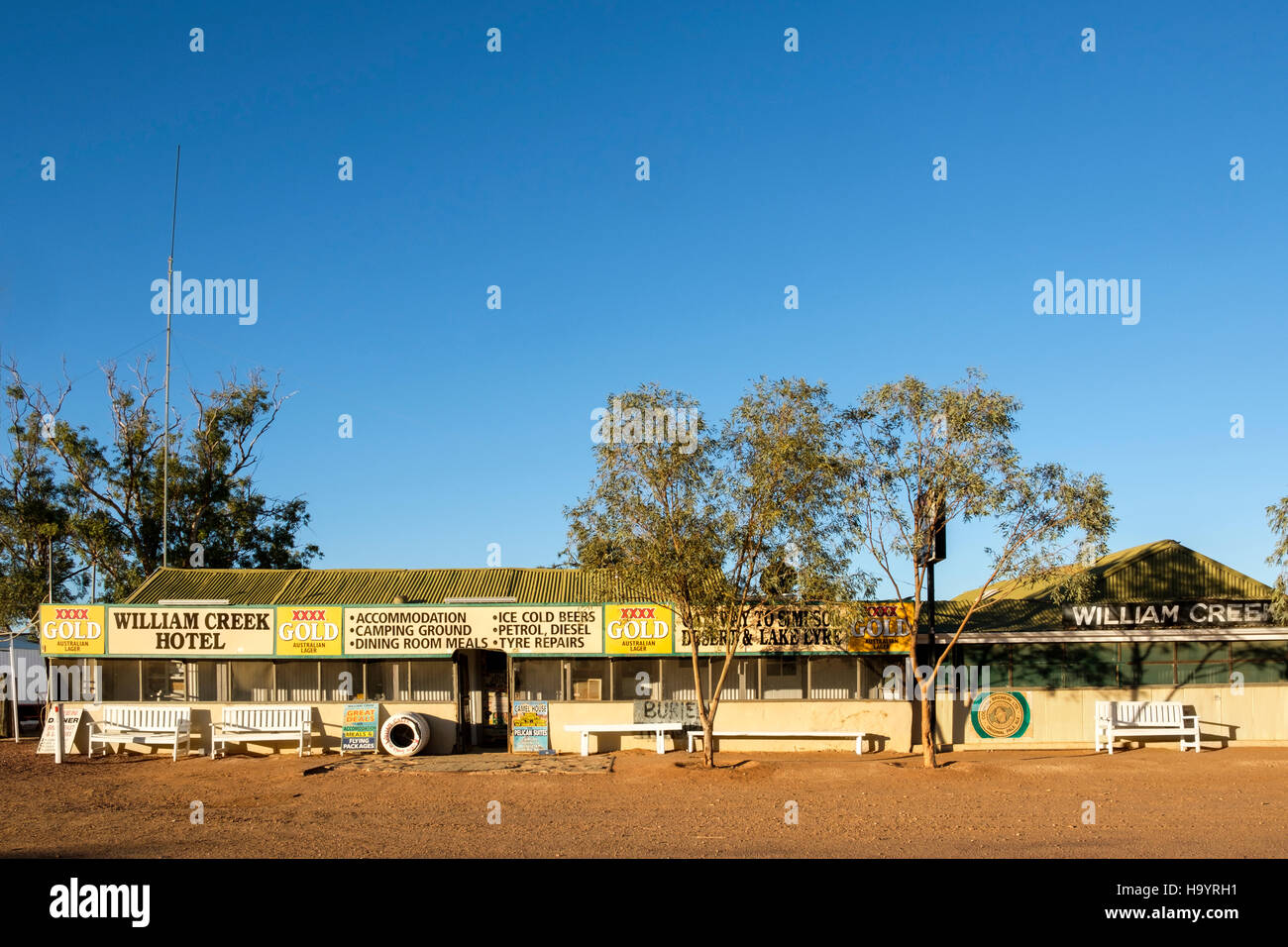 L'hôtel William Creek en Australie est plus petite ville, William Creek dans le sud de l'Australie de l'Outback. Banque D'Images