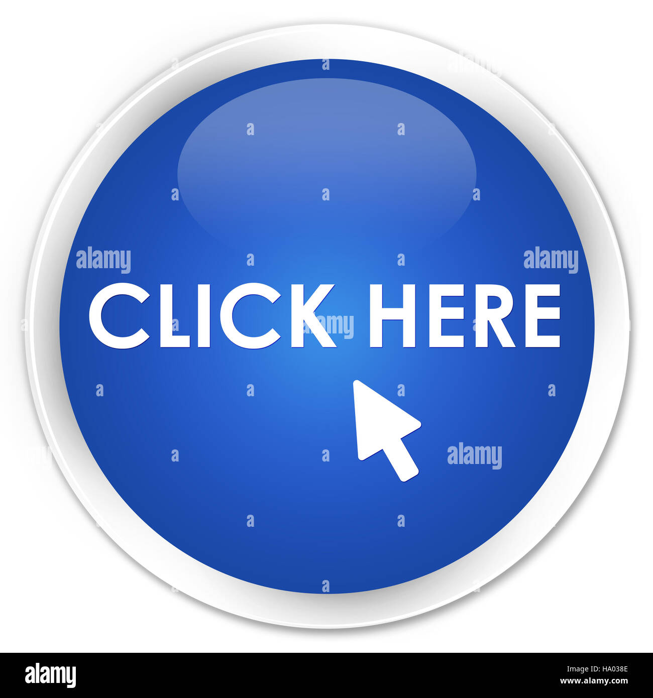 Cliquez ici isolé sur le bouton rond bleu premium abstract illustration Banque D'Images