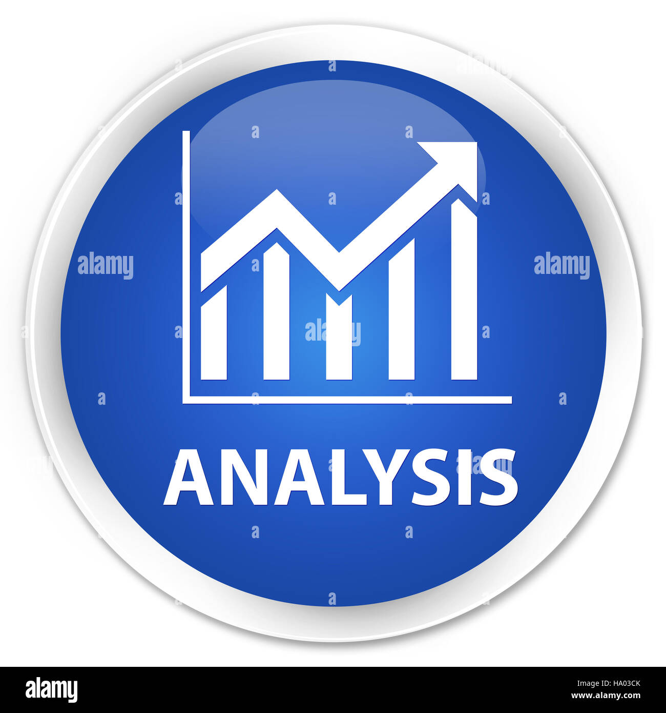 (Icône) Analyse statistique isolé sur le bouton rond bleu premium abstract illustration Banque D'Images