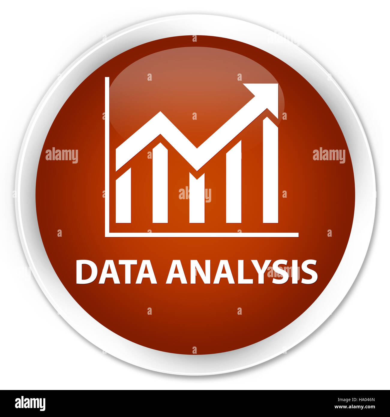 L'analyse des données statistiques (icône) isolé sur bouton rond marron premium abstract illustration Banque D'Images