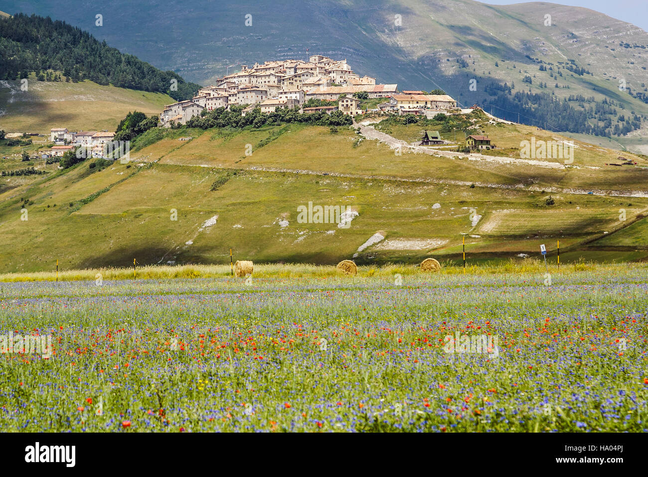 Castelluccio de Norcia, une ville dans le parc national des Monts Sibyllins en Italie. Ville détruite par un tremblement de terre en octo Banque D'Images