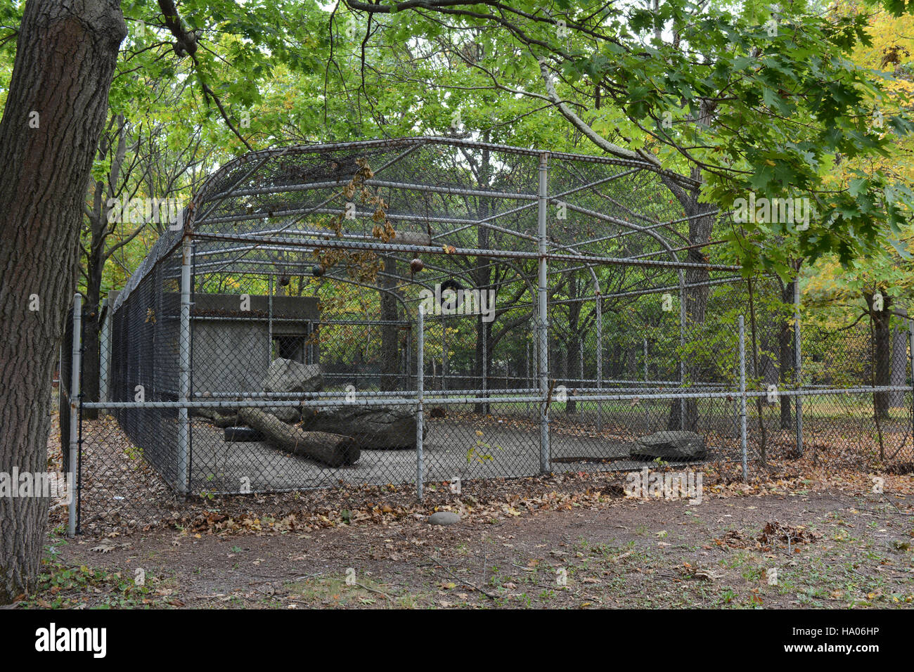 Un animal abandonné boîtier pour les singes à Catskill Game Farm Banque D'Images