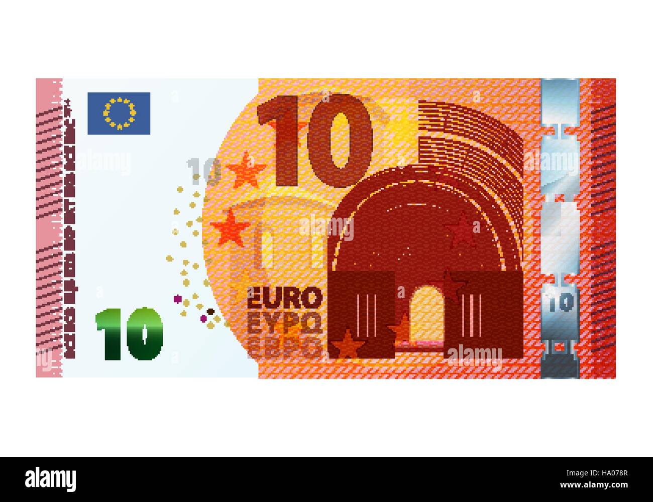 10 billet d'euro 2014 isolé sur fond blanc Illustration de Vecteur