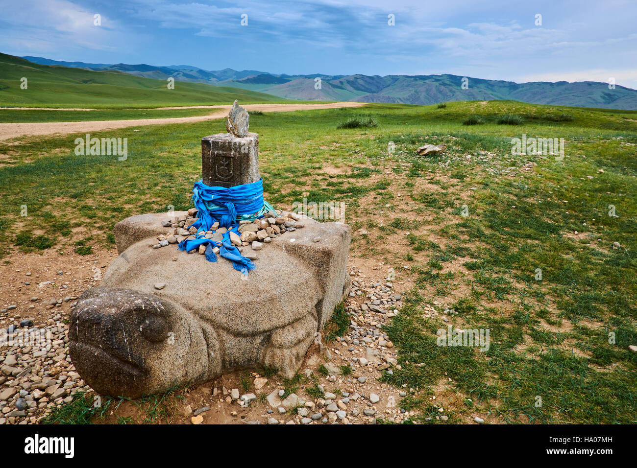 La Mongolie, l'Övörkhangaï, Kharkhorin, vallée de l'Orkhon, Unesco world heritage, tortue sacrée Banque D'Images
