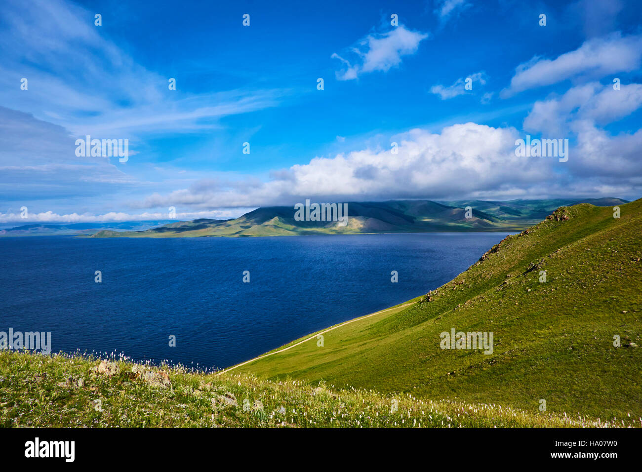 La Mongolie, province Arkhangai, Parc National de Khorgo Khorgo, Vulcano, Terkhiin Tsagaan Nuur lake Banque D'Images