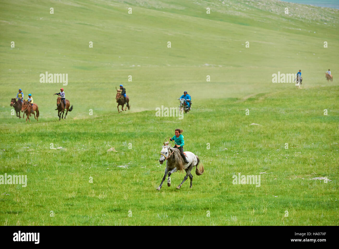 La Mongolie, province de Bayankhongor, Lantern, fête traditionnelle, les courses de chevaux Banque D'Images