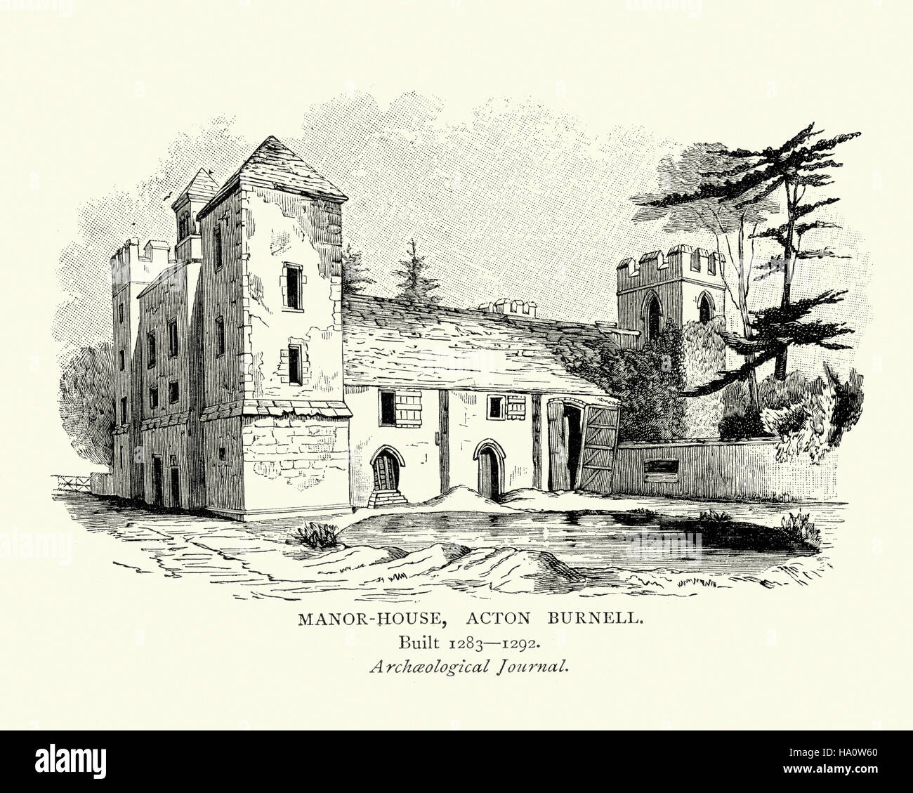 Acton Burnell Castle Manor House, un manoir fortifié du 13ème siècle, situé près du village d'Acton Burnell, Shropshire, Angleterre. Banque D'Images