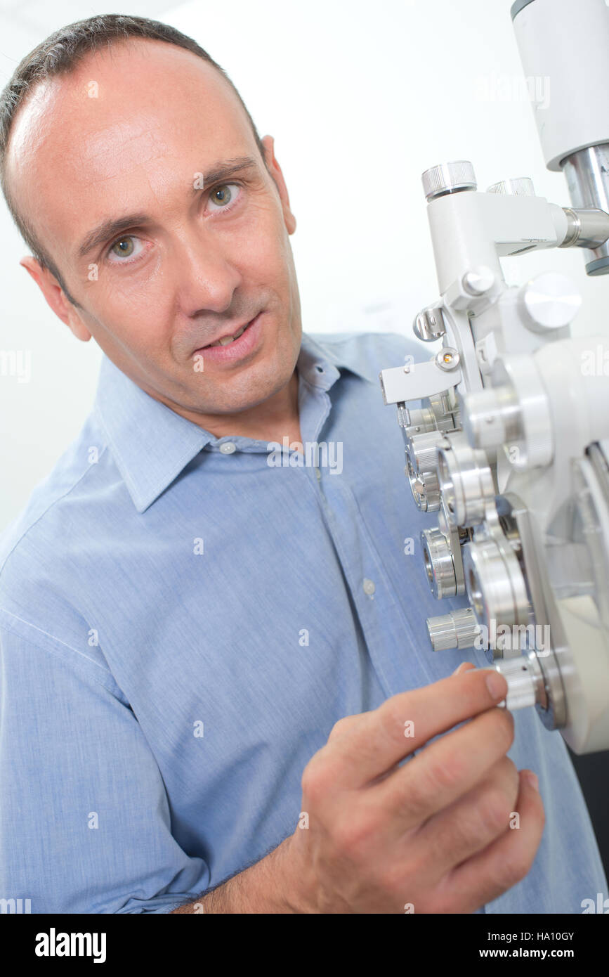 Réglage du bouton phoropter Banque D'Images