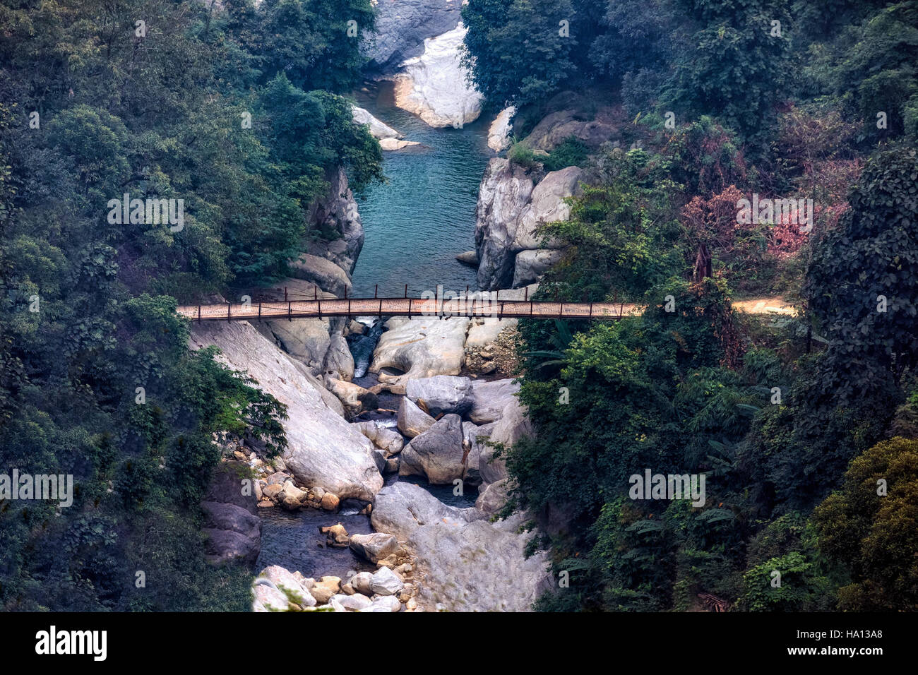 Pont de corde, Lao Cai, SAPA, Vietnam, Asie Banque D'Images