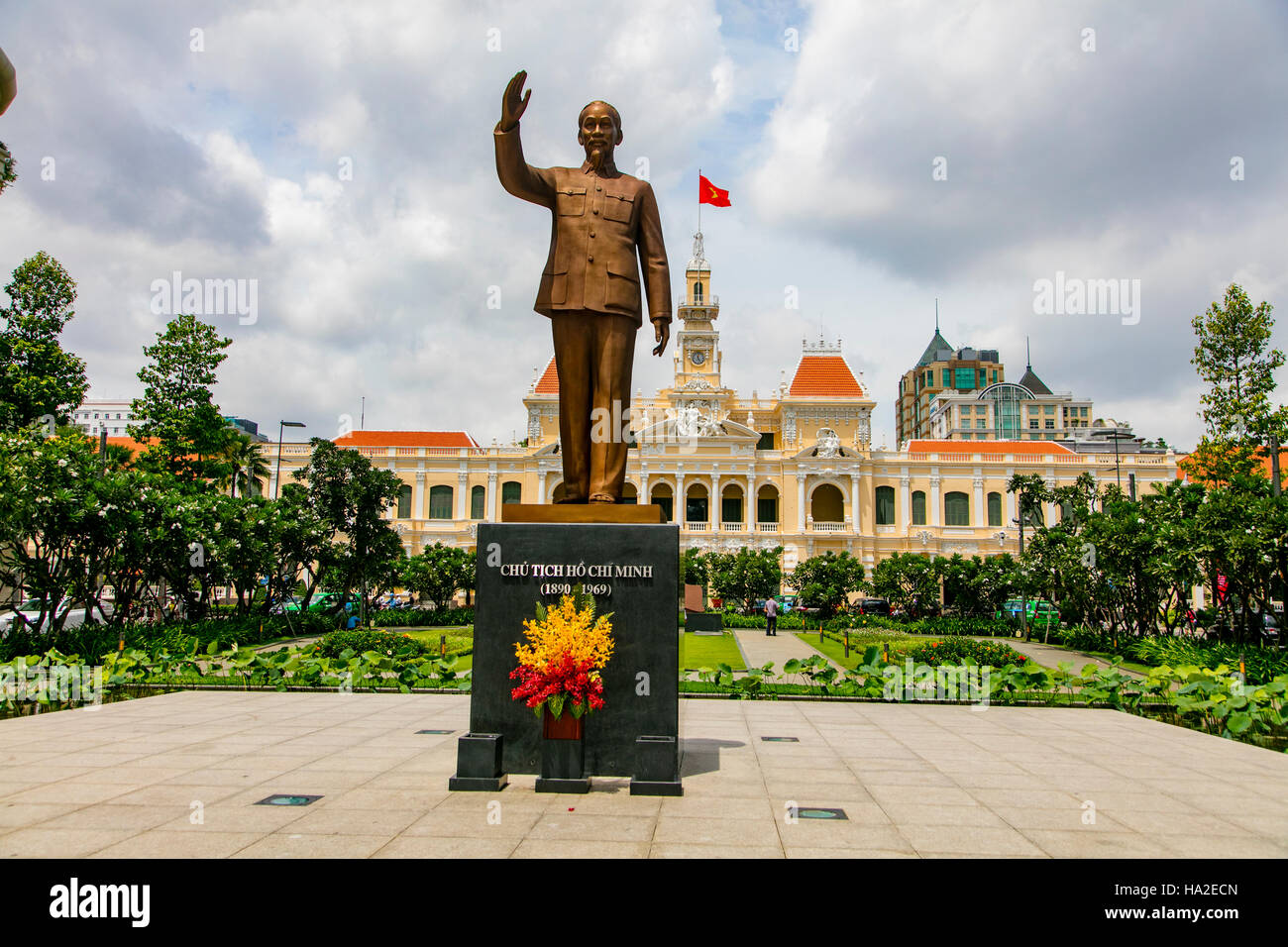 Ho Chi Minh Statue du Comité Vietnam Saigon Bâtiment Banque D'Images