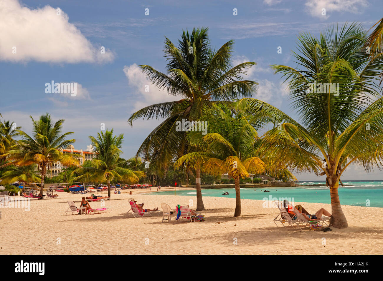 Dover Beach en face de Souther Palms Hotel, St Lawrence Gap, Barbade, Caraïbes. Banque D'Images