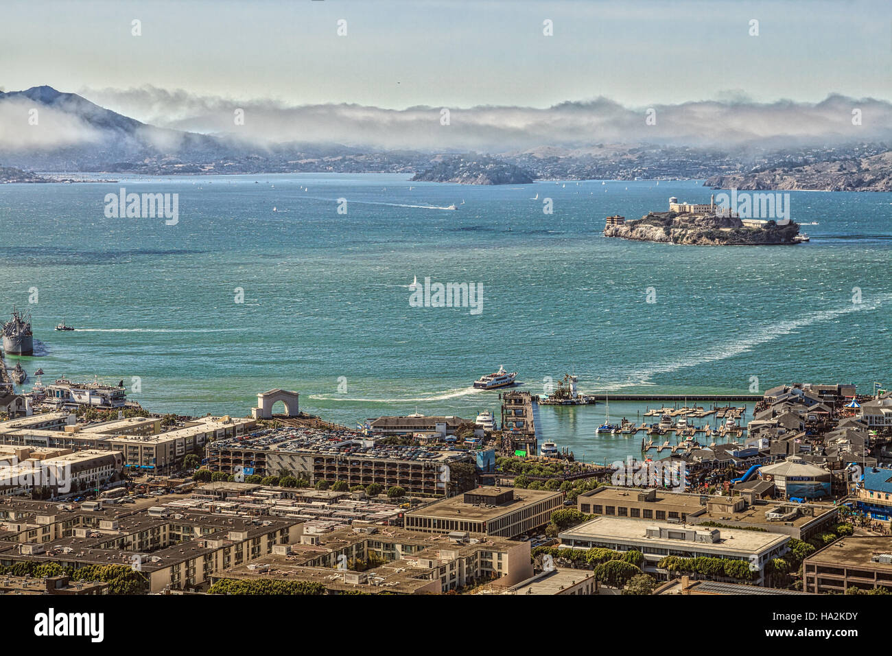 Vue aérienne d'Alcatraz Banque D'Images
