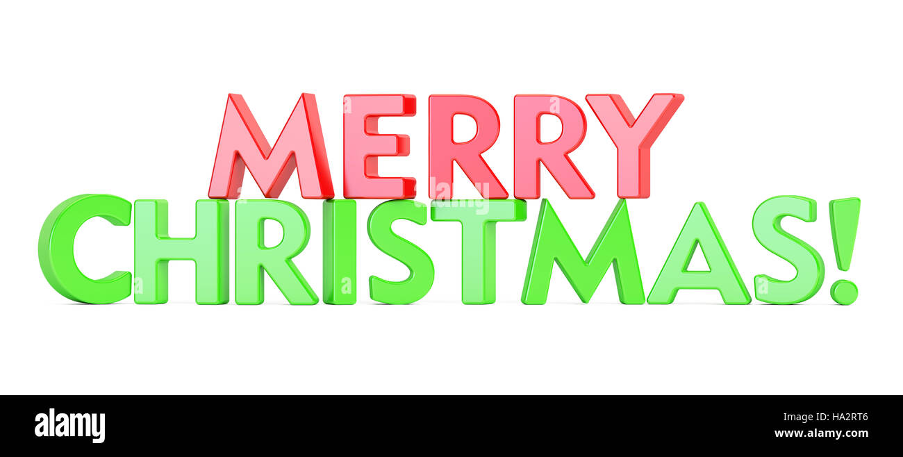 Joyeux Noël concept, inscription de couleur. Le rendu 3D Banque D'Images