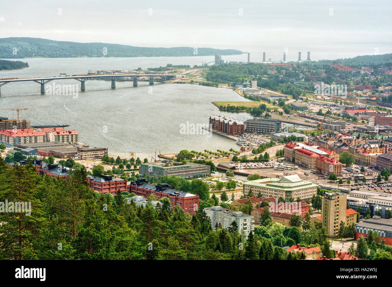 Vue aérienne de Sundsvall, Suède Banque D'Images