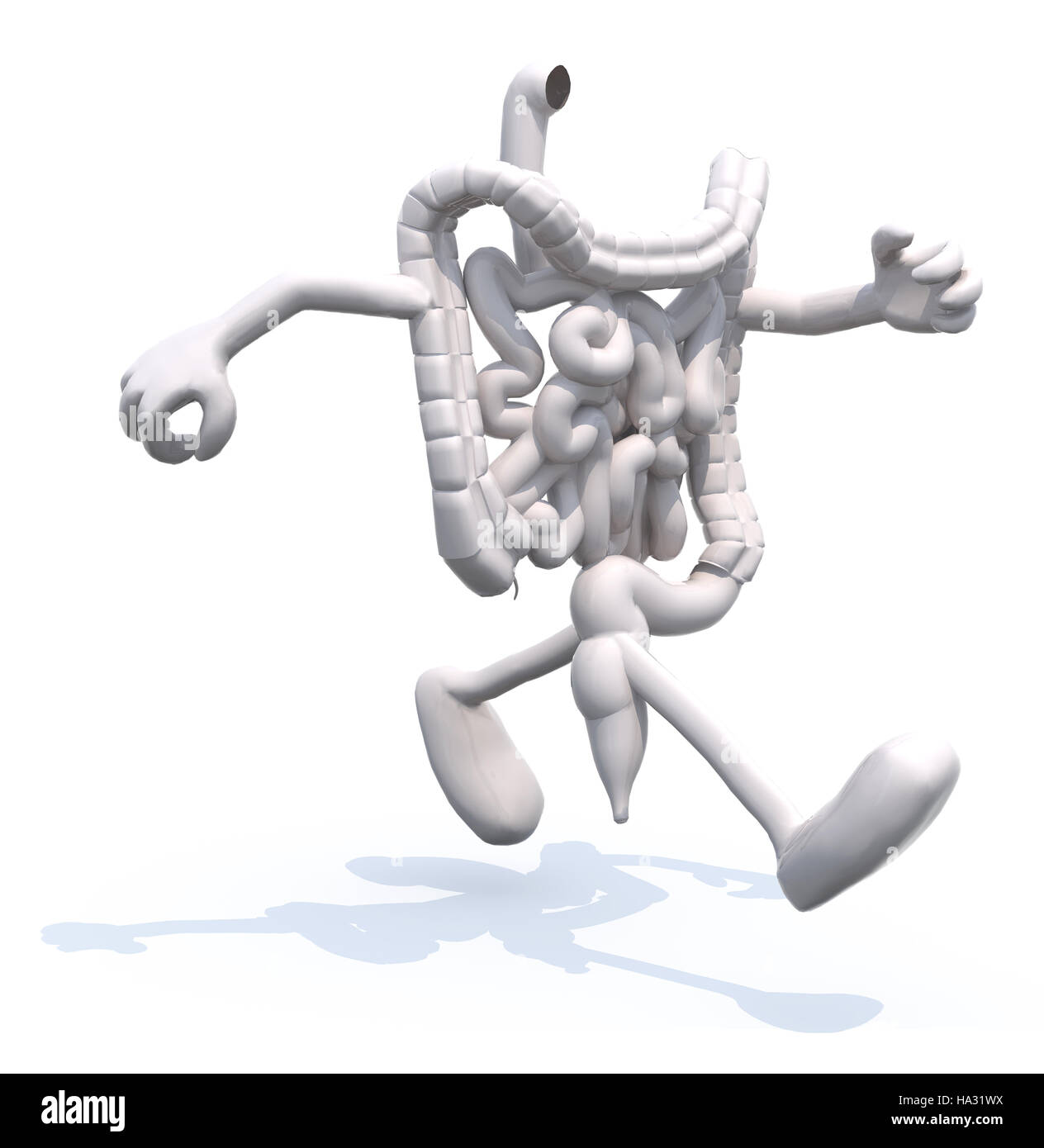 Organe de l'intestin des bras et des jambes qui s'exécute, 3d illustration Banque D'Images