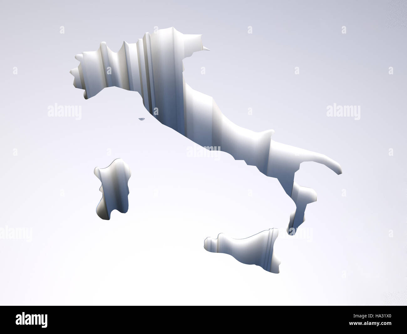 Trou à l'aide d'une carte de l'Italie, 3d illustration Banque D'Images