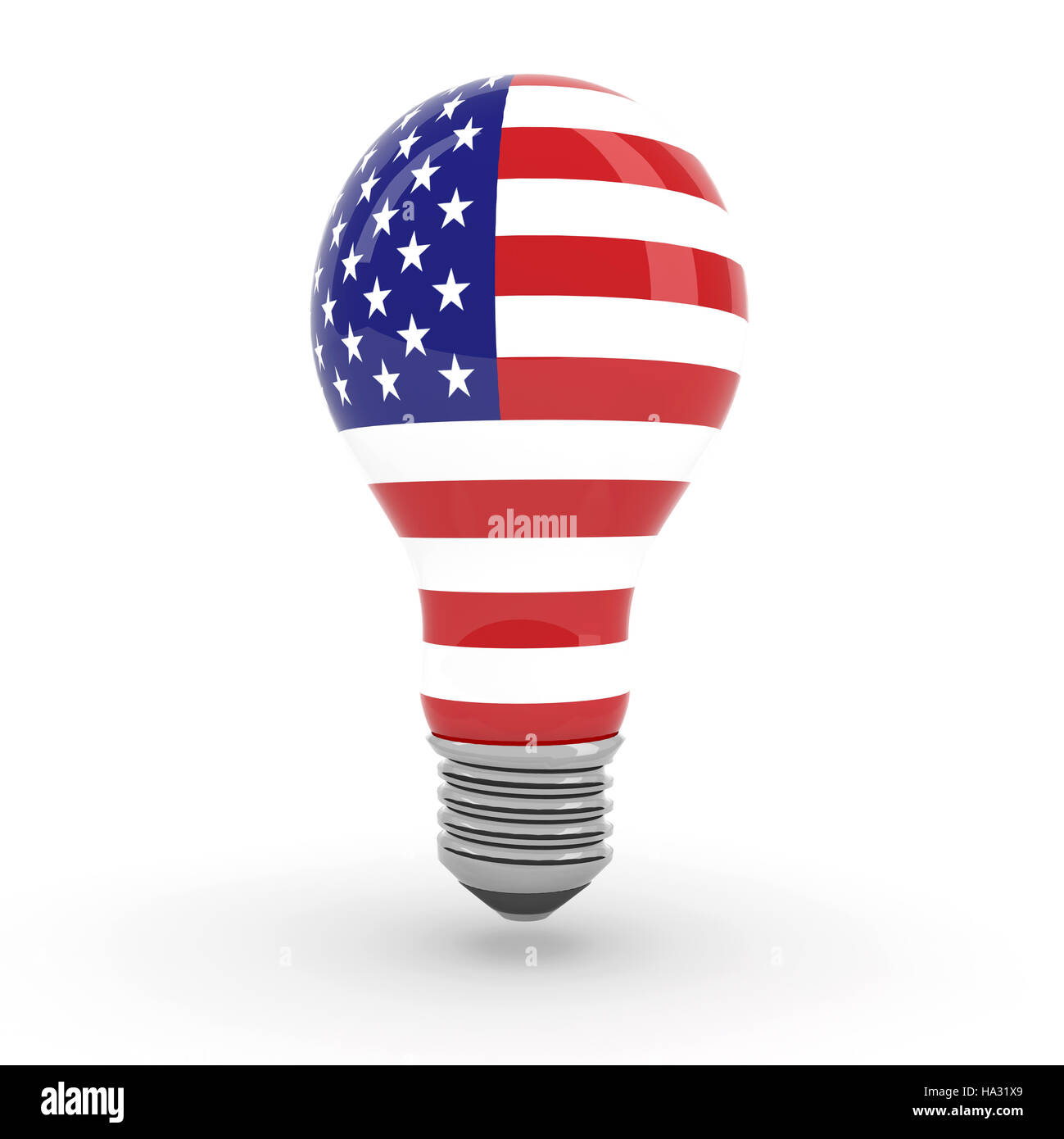 Ampoule avec drapeau américain, 3d illustration Banque D'Images