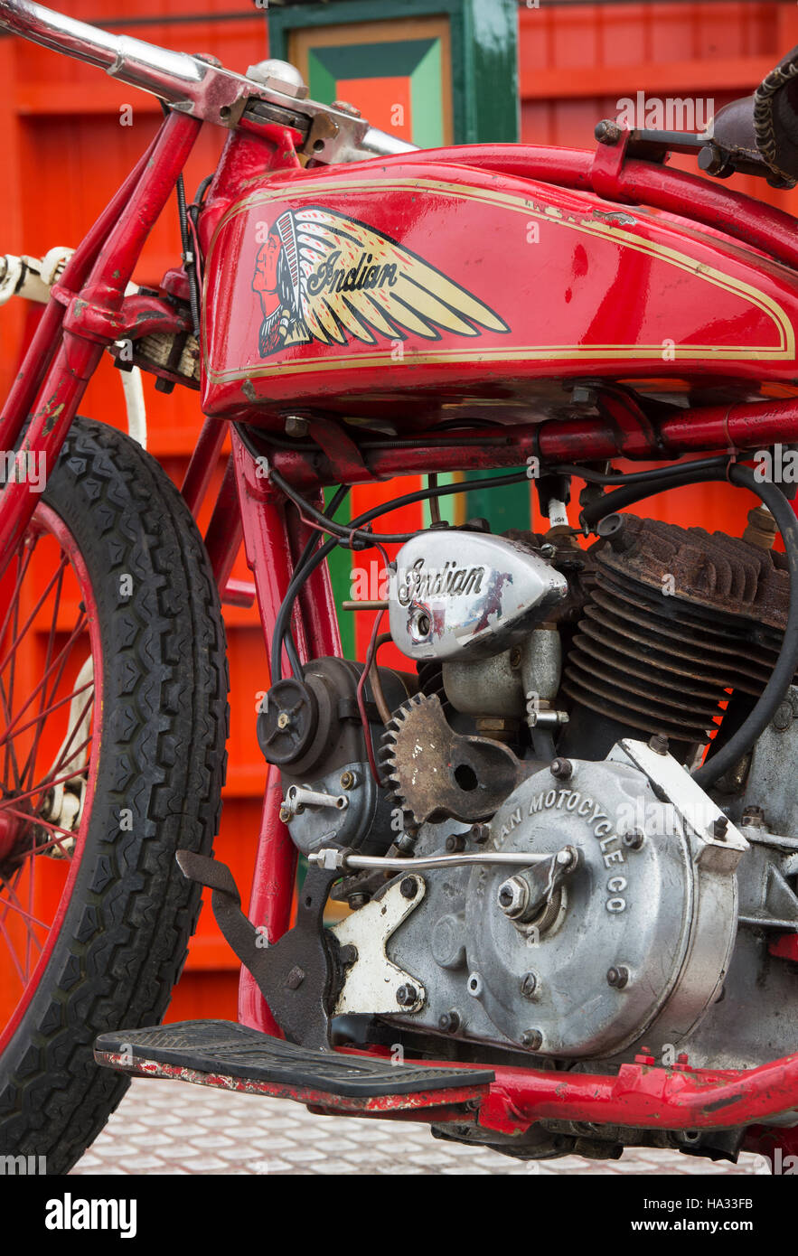 Indian Motorcycle vintage. Classic Moto américain. Bike utilisé sur le mur de la mort montrer Banque D'Images