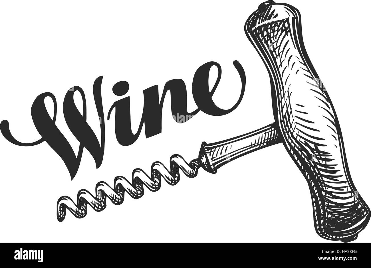 Tire-bouchon à vin. Vector illustration croquis Illustration de Vecteur
