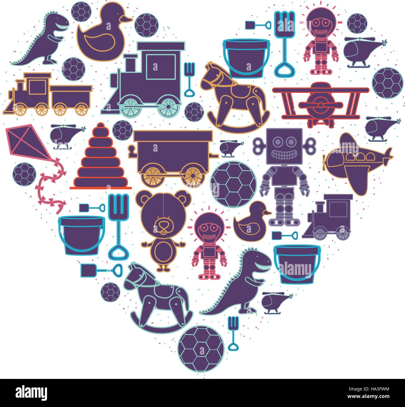 Jouets motif en forme de coeur vector illustration Illustration de Vecteur