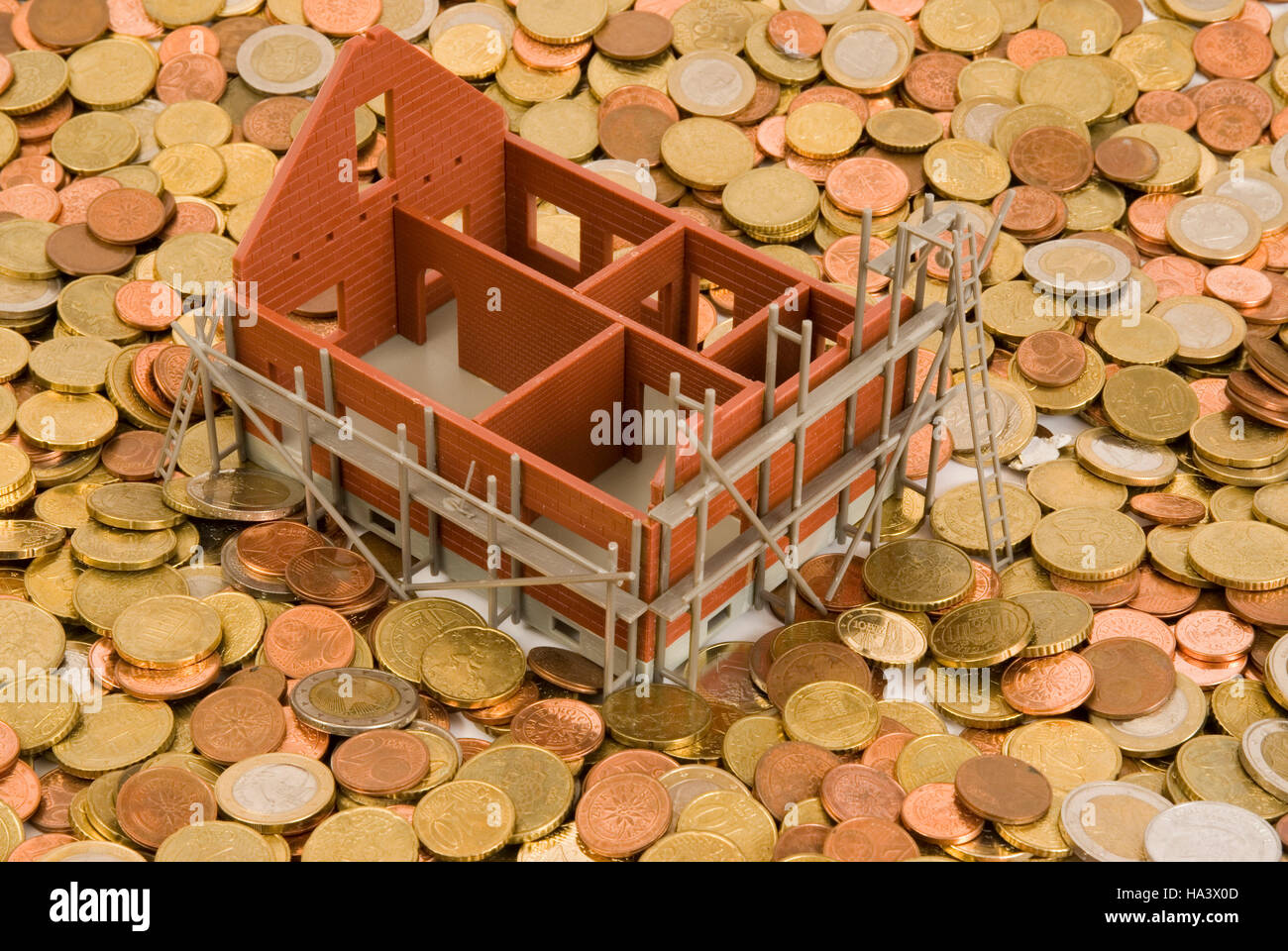 Charpente d'une maison, image symbolique pour le financement de construction Banque D'Images