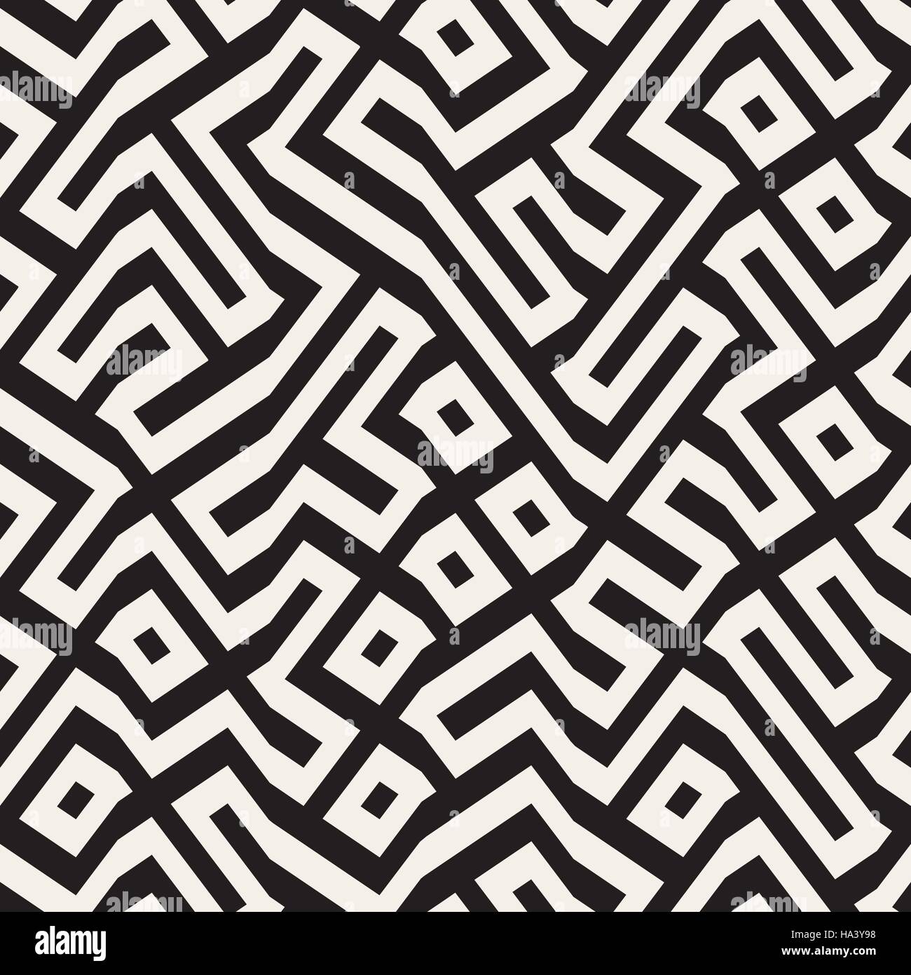 Seamless Vector labyrinthe noir et blanc motif géométrique des lignes Illustration de Vecteur