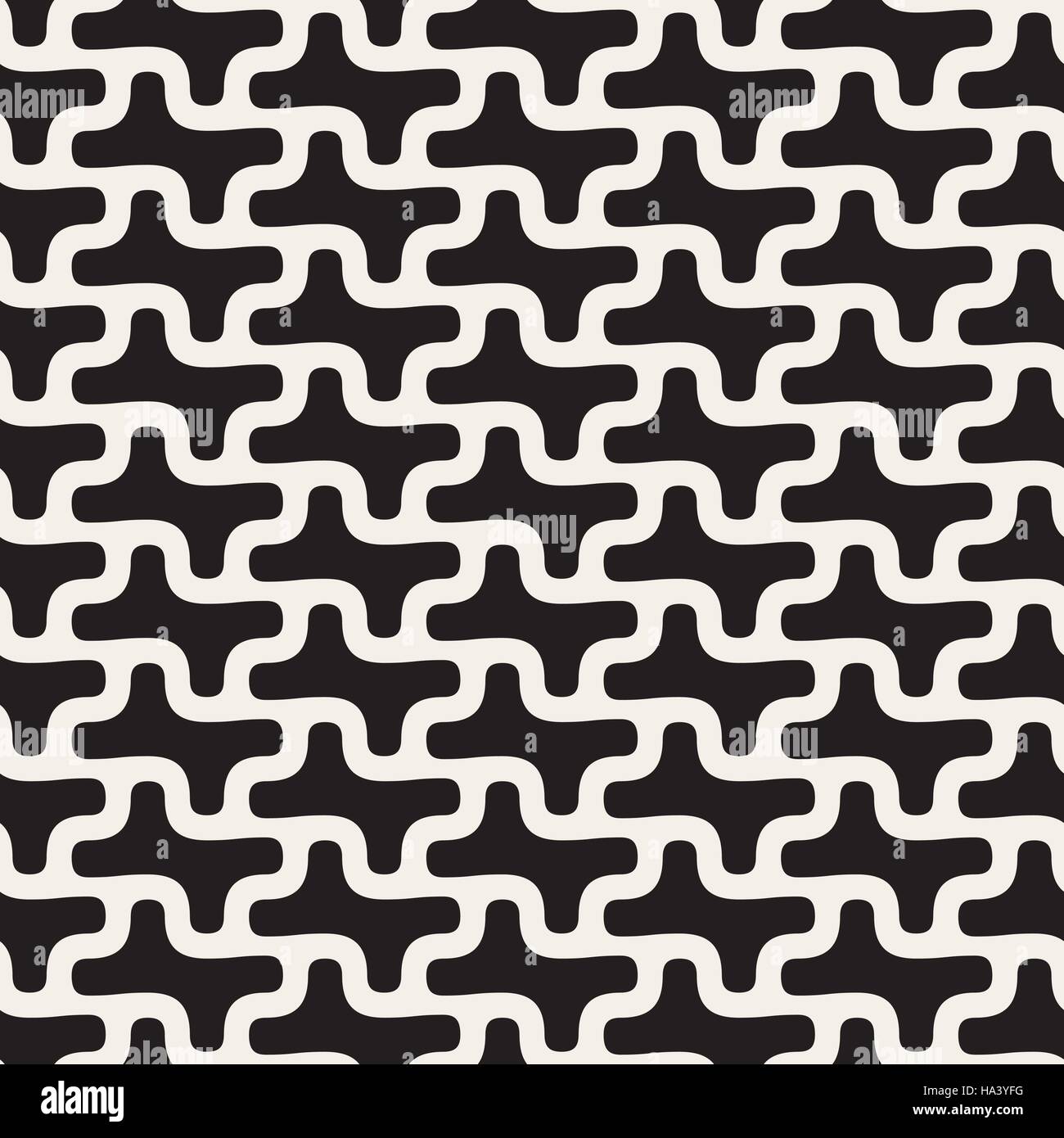 Seamless Vector noir et blanc motif de lignes arrondies Illustration de Vecteur