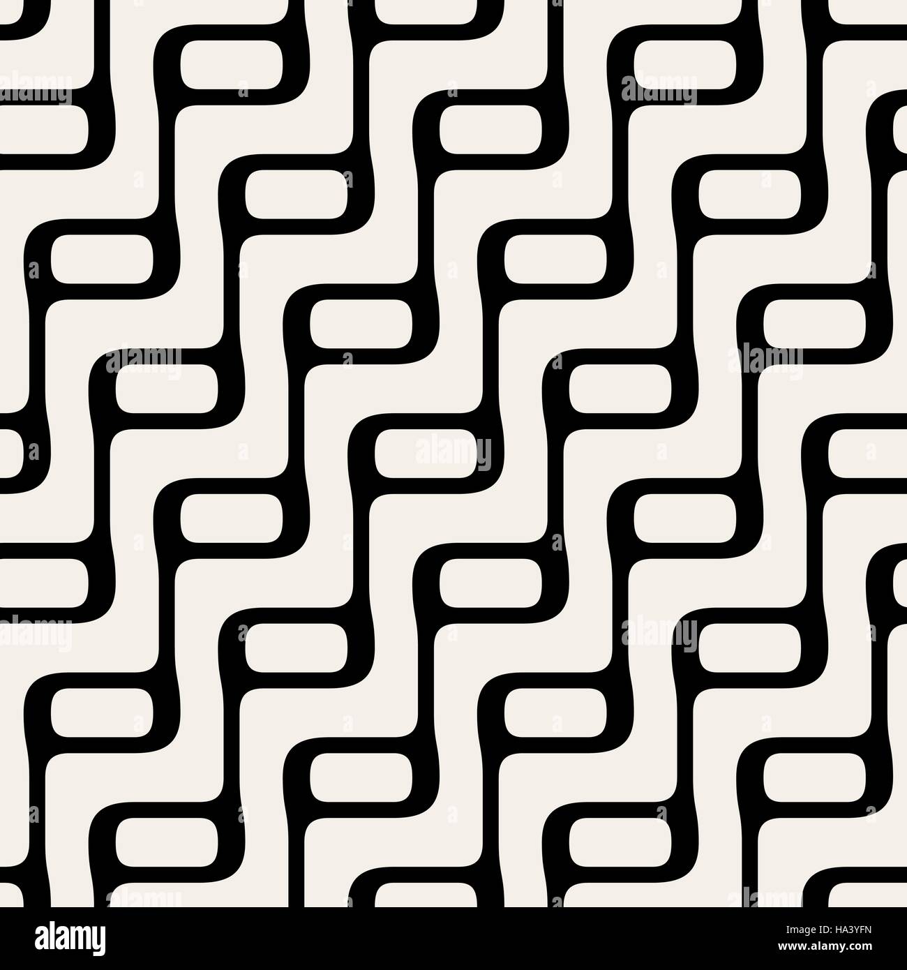 Seamless Vector noir et blanc motif de lignes arrondies Illustration de Vecteur