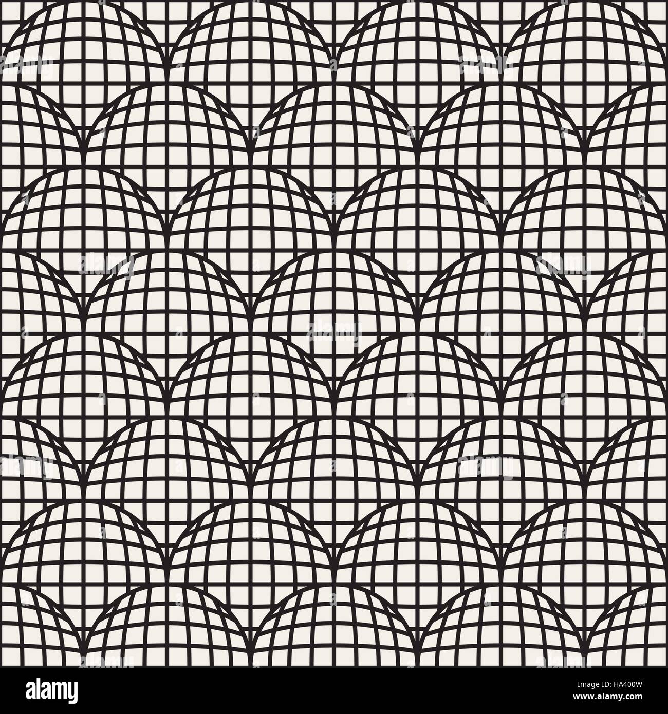 Seamless Vector Retro Noir et blanc motif grille cercles géométriques Illustration de Vecteur