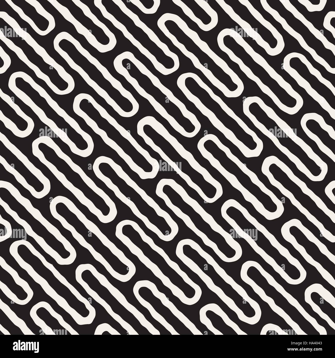 Seamless Vector noir et blanc motif de lignes de pêle-mêle Illustration de Vecteur
