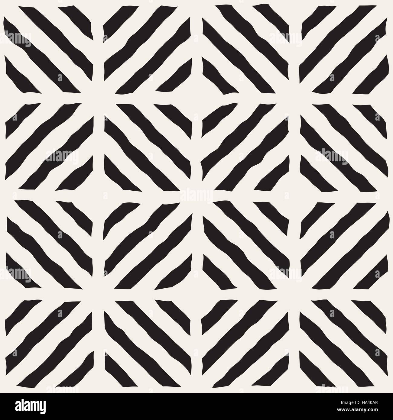 Seamless Vector noir et blanc à la main les lignes diagonales de grille Illustration de Vecteur