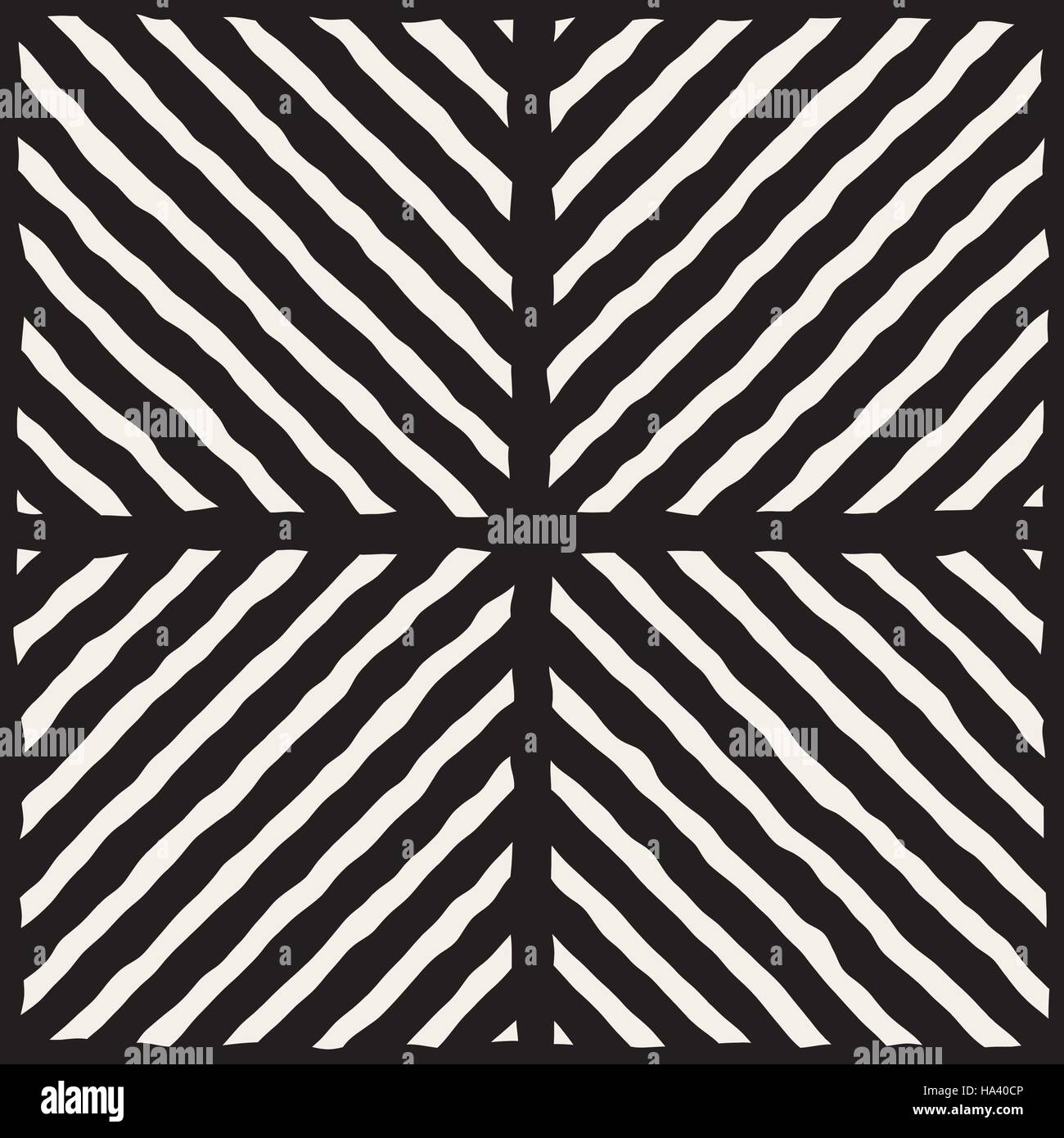 Seamless Vector noir et blanc à la main les lignes diagonales de grille Illustration de Vecteur