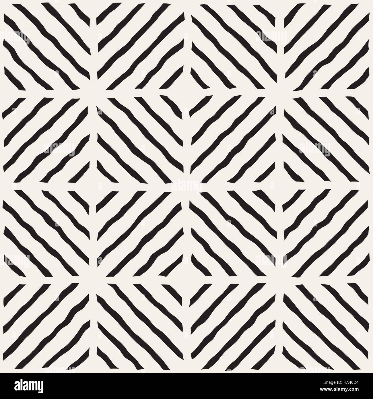 Seamless Vector noir et blanc à la main les lignes diagonales de grille Illustration de Vecteur