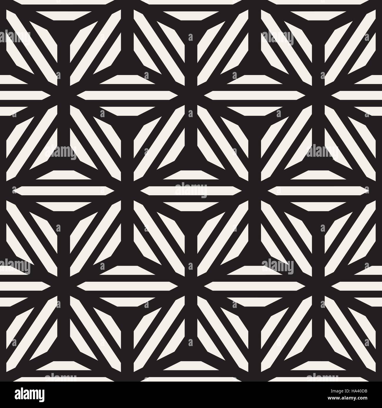 Seamless Vector Star noir et blanc motif grille Lignes Illustration de Vecteur