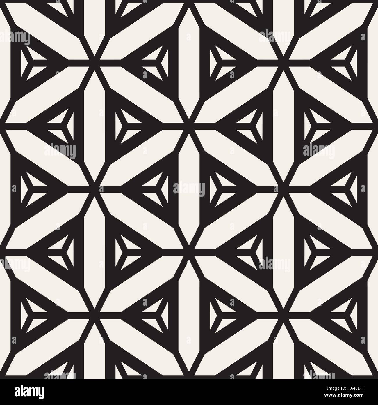 Seamless Vector Star noir et blanc motif grille Lignes Illustration de Vecteur