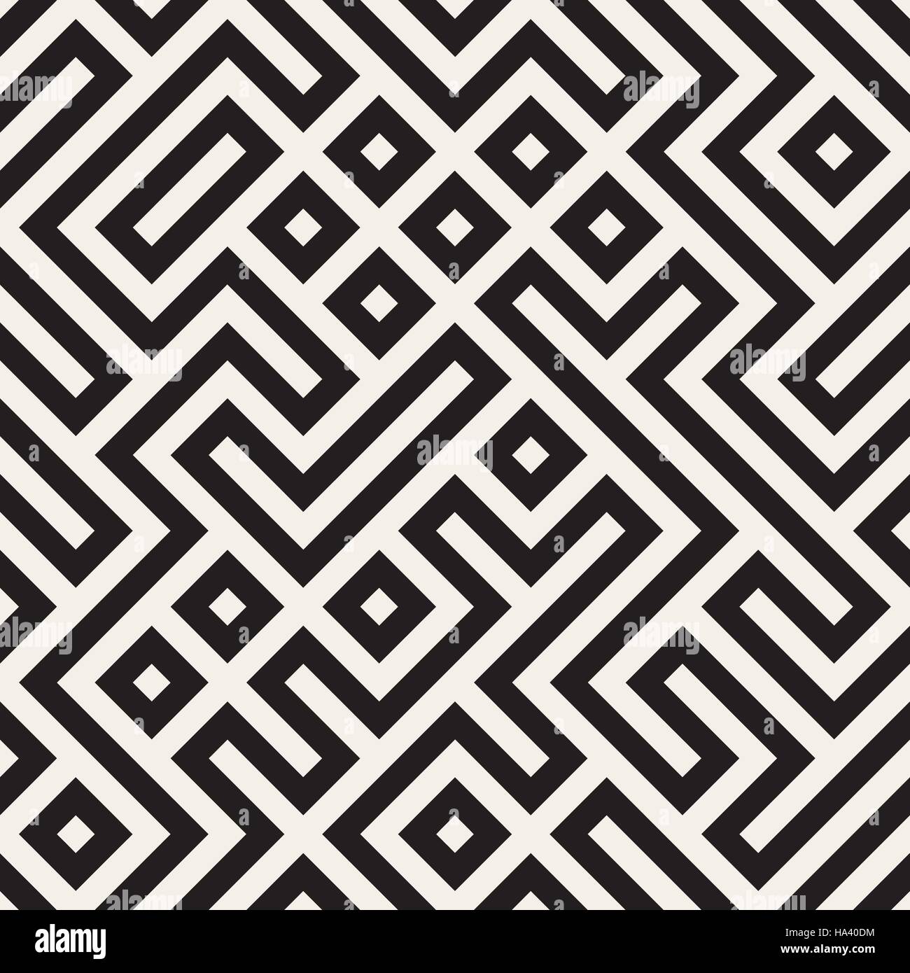 Seamless Vector labyrinthe noir et blanc motif géométrique des lignes Illustration de Vecteur
