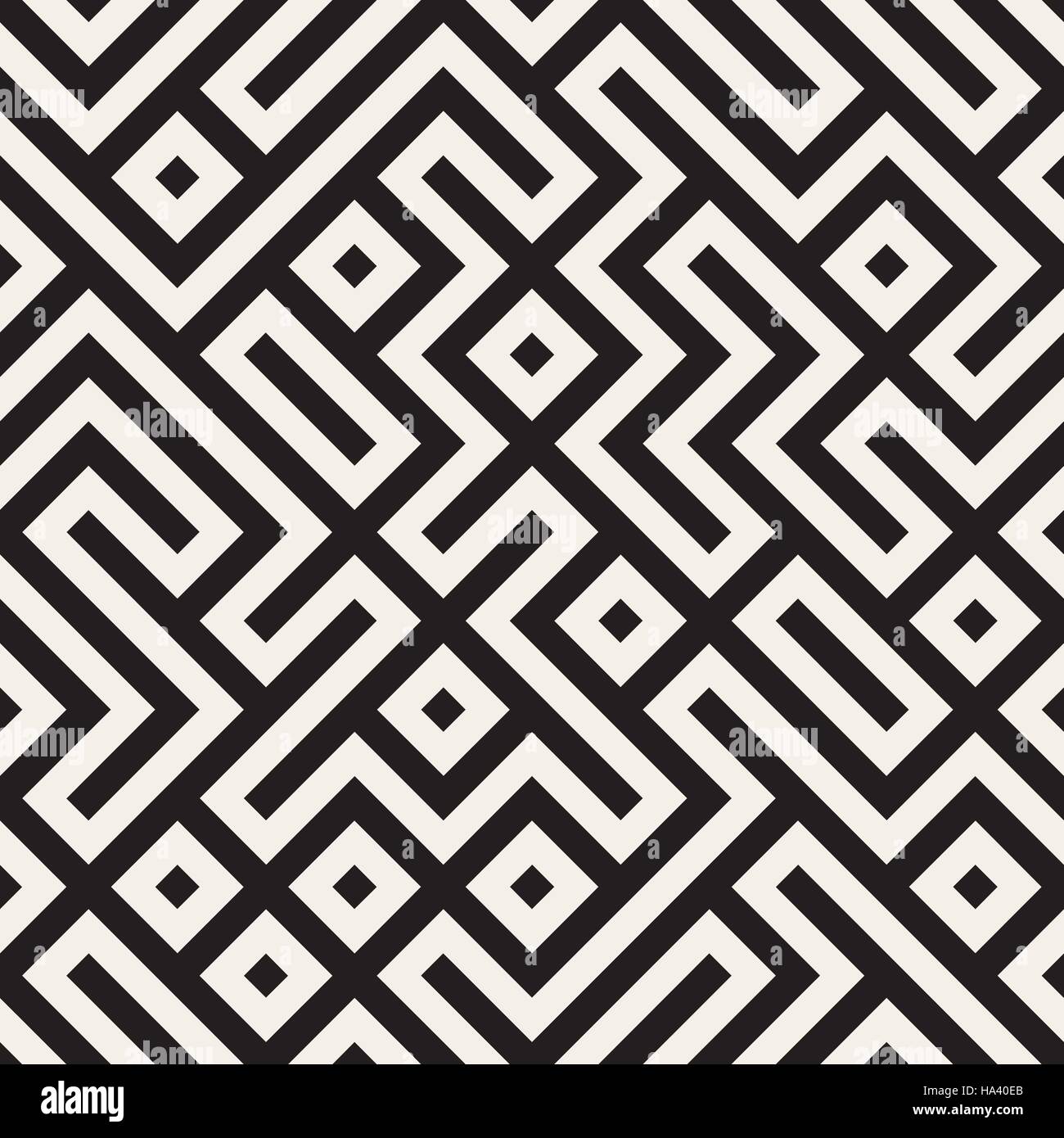 Seamless Vector labyrinthe noir et blanc motif géométrique des lignes Illustration de Vecteur