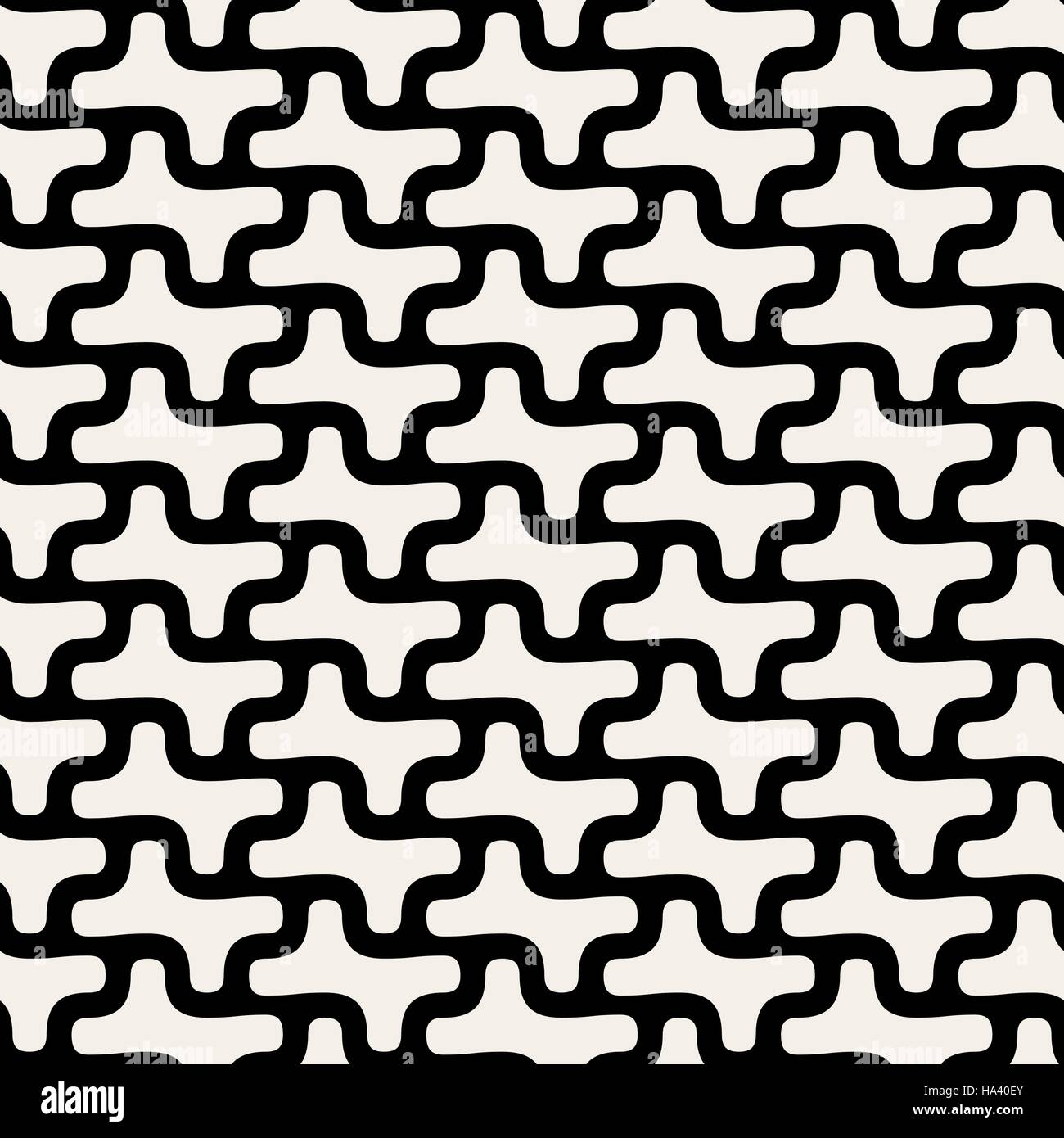 Seamless Vector noir et blanc motif de lignes arrondies Illustration de Vecteur