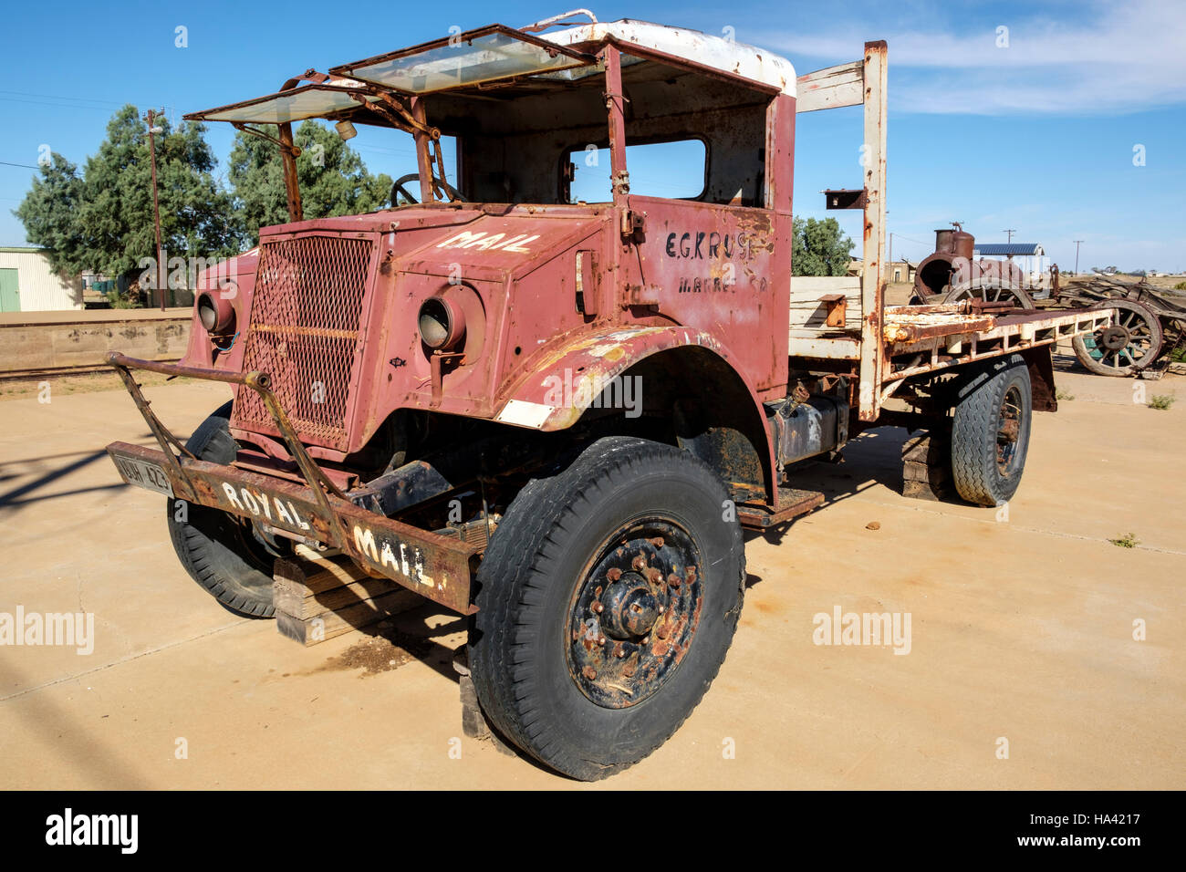 Le vieux Tom Kruse mail chariot à Marree Outback en Australie du Sud Banque D'Images