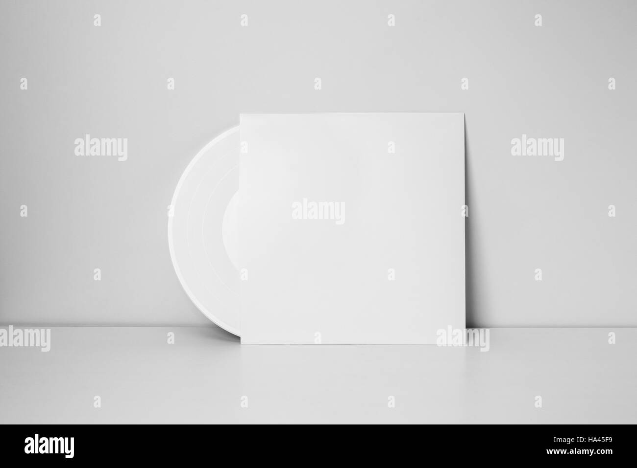 Disque vinyle blanc en cas de papier Banque D'Images