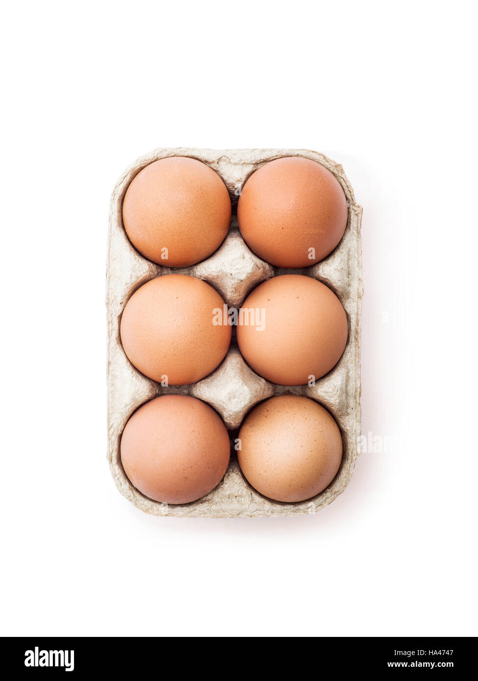 Six Pack d'Œufs biologiques isolated on White Banque D'Images