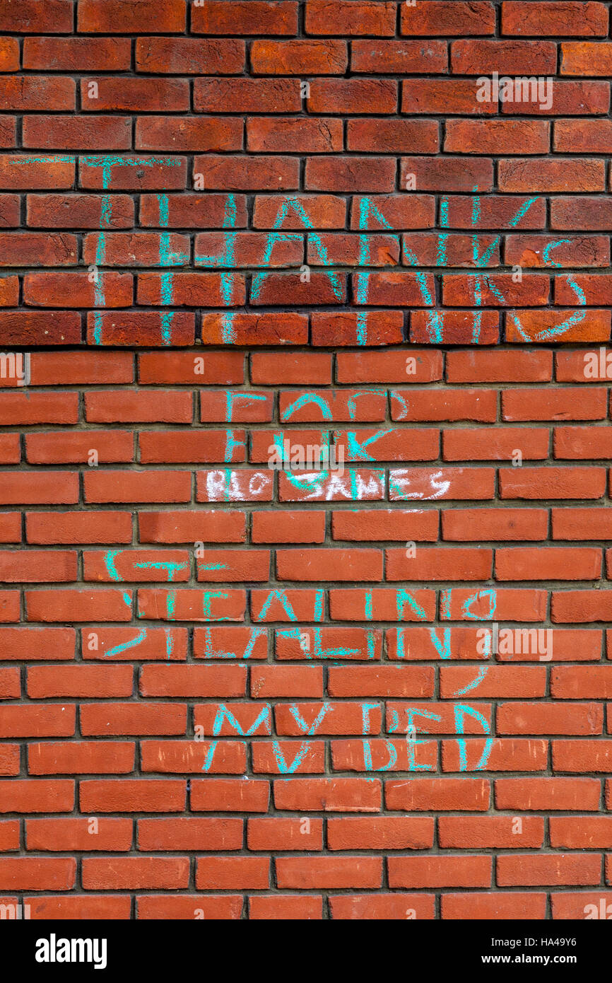 La personne sans-abri Graffiti, Brighton, Sussex, UK Banque D'Images