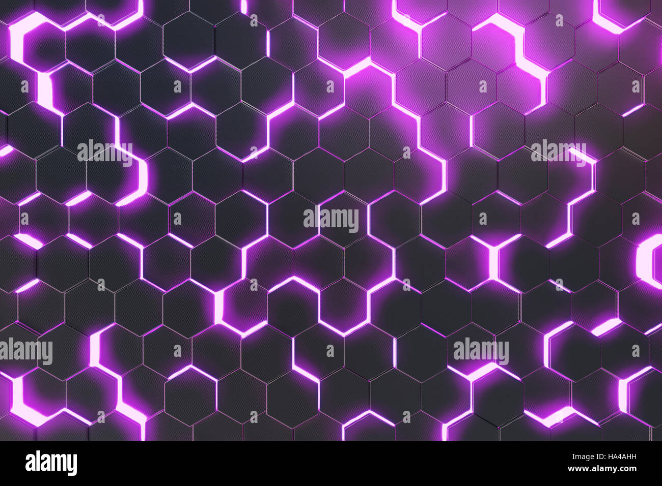Résumé fond violet de surface futuriste avec des hexagones. Le rendu 3D  Photo Stock - Alamy