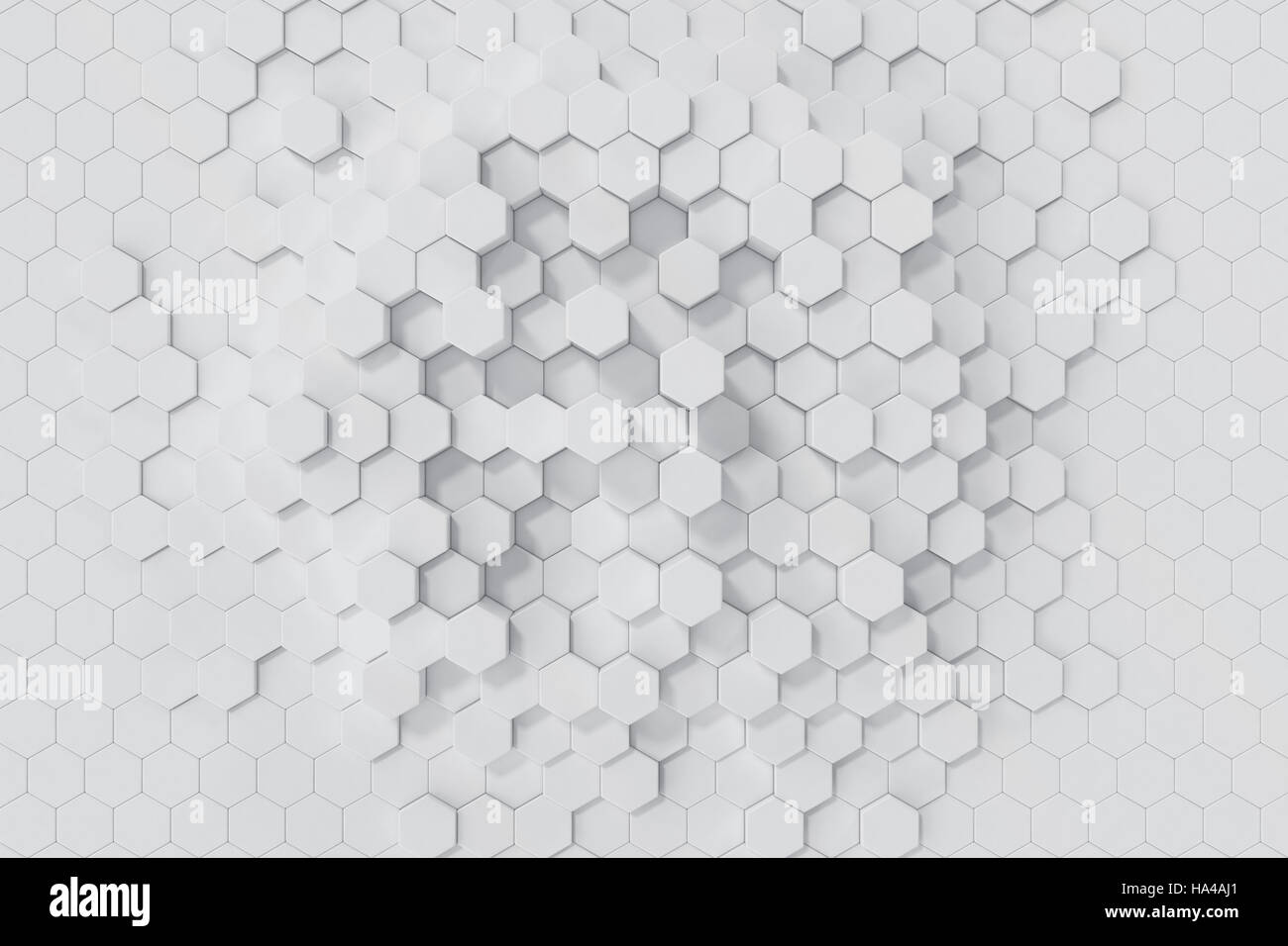 Résumé fond hexagonal géométriques blancs. Le rendu 3D Banque D'Images