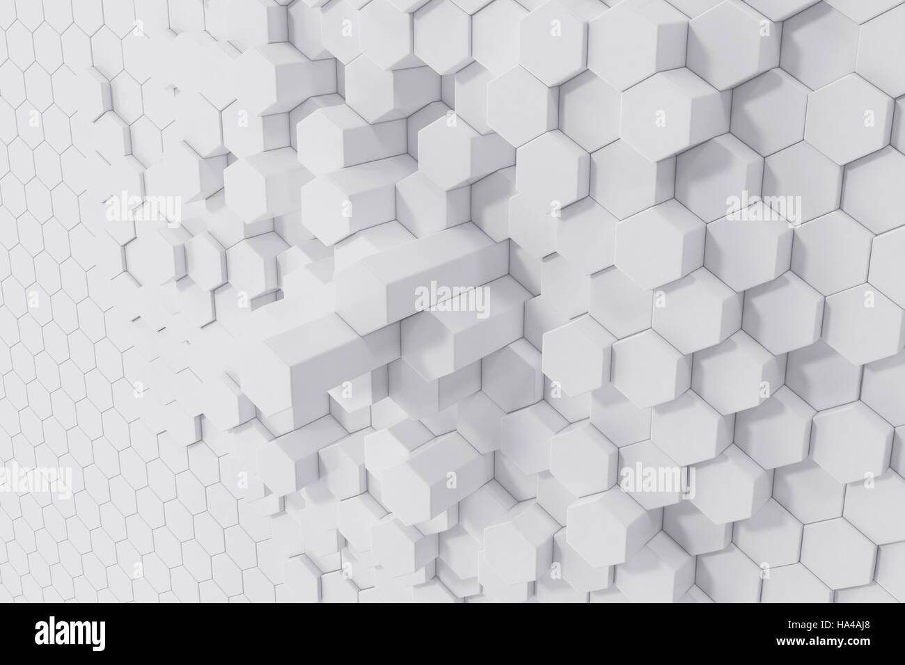 Résumé fond hexagonal géométriques blancs. Le rendu 3D Banque D'Images